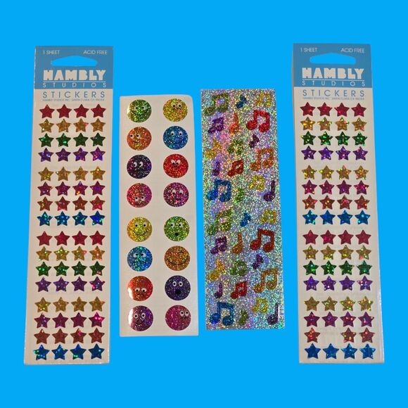 Retro Prismatic Giant Sandylion Stickers Mrs. Grossmans Funny Faces Hambly Stars - Picture 4 of 11